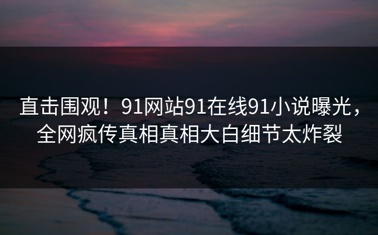 直击围观！91网站91在线91小说曝光，全网疯传真相真相大白细节太炸裂