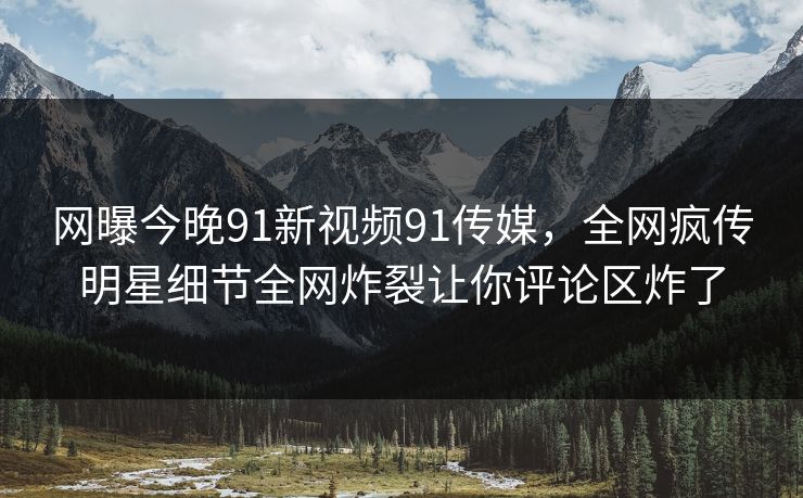 网曝今晚91新视频91传媒，全网疯传明星细节全网炸裂让你评论区炸了