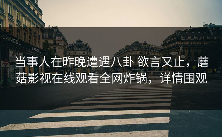 当事人在昨晚遭遇八卦 欲言又止，蘑菇影视在线观看全网炸锅，详情围观