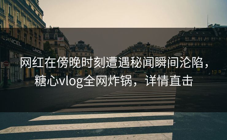 网红在傍晚时刻遭遇秘闻瞬间沦陷，糖心vlog全网炸锅，详情直击