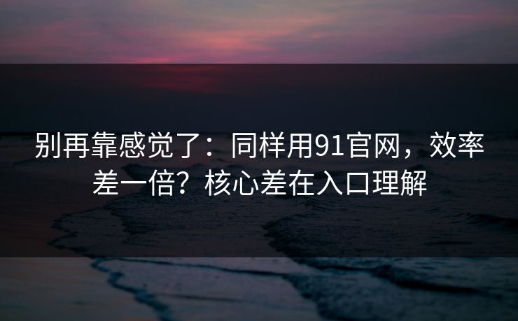 别再靠感觉了：同样用91官网，效率差一倍？核心差在入口理解